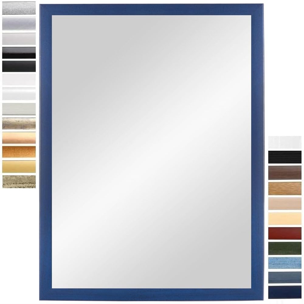 PrimeLuxe Wall Mirror 45 × 110 cm (Overall Dimensions), Dark Blue | Full-Length Mirror with Wood Frame
