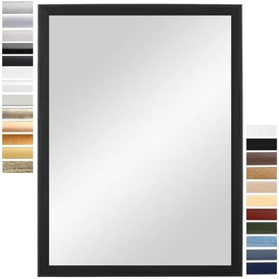 PrimeLuxe Wall Mirror 32 x 40 cm (Outer Dimensions), Pine-Black | Selectable Color and Size | Full-Length Mirror | Bathroom & Hallway Mirror | Wooden Frame | Made in Germany