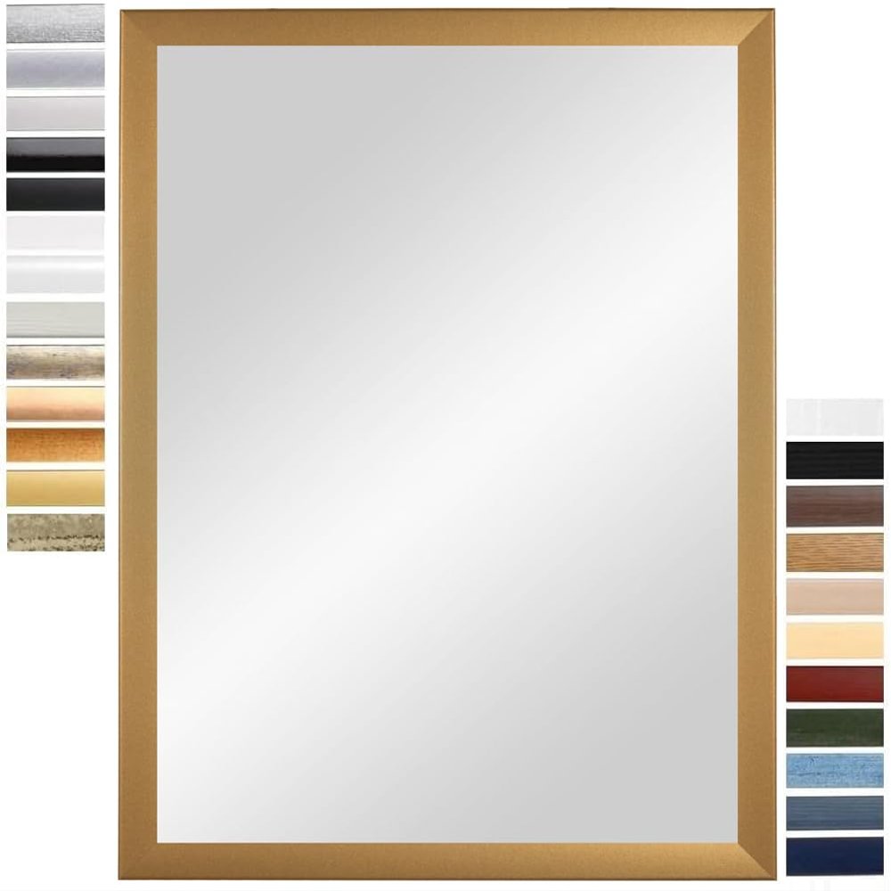PrimeLuxe Wall Mirror 80 x 95 cm (Outer Dimensions), Gold – Simple