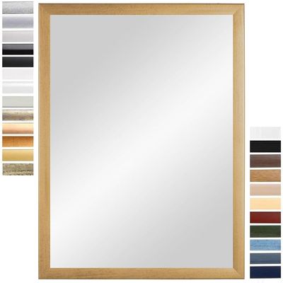 PrimeLuxe Wall Mirror 49.3 x 69.3 cm (Outer Dimensions) in Brushed Gold | Selectable Color and Size | Full-Length Mirror | Bathroom & Hallway Mirror | Wooden Frame | Made in Germany