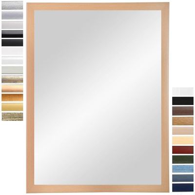 PrimeLuxe Wall Mirror 20 x 20 cm (outer dimensions), square, natural beech | Color and size selectable | Full-length mirror | Bathroom & hallway mirror | Wood frame | Made in Germany