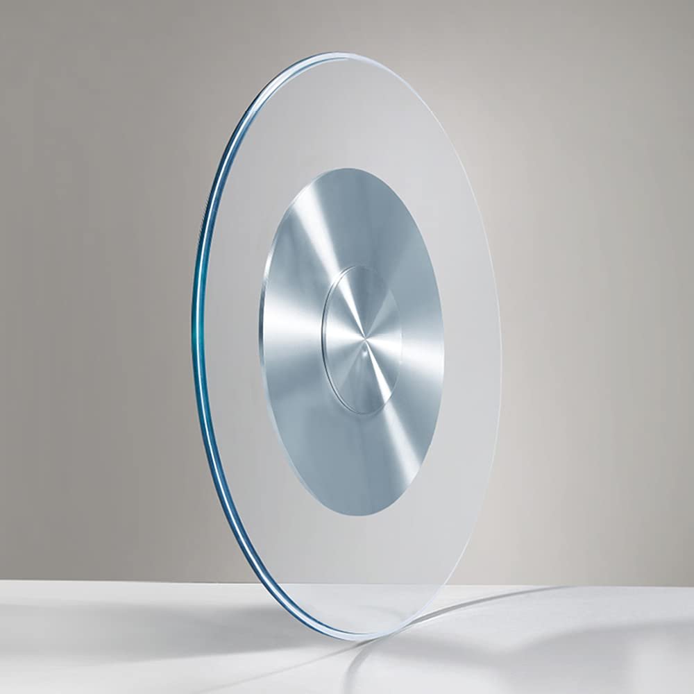 FZZIBQYR 60 cm Round Tempered Glass Lazy Susan Turntable, Transparent