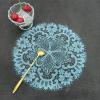 PTNKUIIY Set of 2 Round Embroidered Lace Placemats, 26 cm, Blue view 1