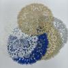 PTNKUIIY Set of 2 Round Embroidered Lace Placemats, 26 cm, Blue view 2