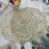 PTNKUIIY Set of 2 Round Embroidered Lace Placemats, 26 cm, Blue view 4