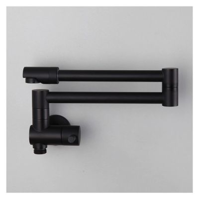 Wall-Mounted Kitchen Sink Pot Filler Faucet, Brass, 360° Rotating, Foldable, Single-Handle, Black/Gold/Chrome