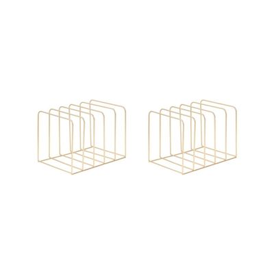 Magazine File Holder, Office Organizer for Magazines and Books, Gold, 2-Piece Set