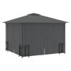 Chaduof Grill Gazebo with Sidewalls & Double Roof, Winter-Ready, 3 x 3 m, Anthracite view 4