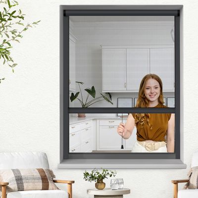 Jalousiescout Window Insect Screen Roller Blind, Anthracite, W80 x H150 cm