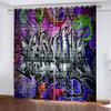 GOKSEL Graffiti Blackout Curtains, 2 Panels, 140 W x 175 H cm view 3