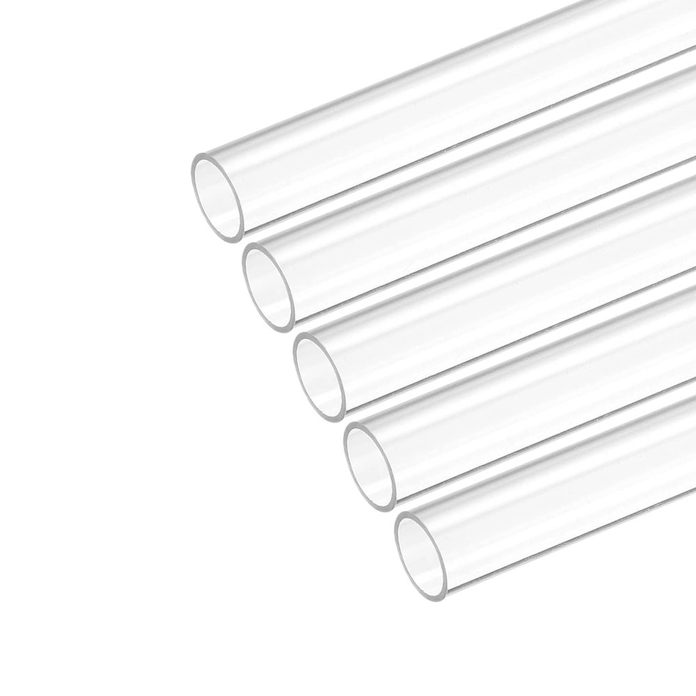 PVC/Polycarbonate Rigid Clear Round Tube, 15 mm ID, 16 mm OD, 245 mm, 5-Pack