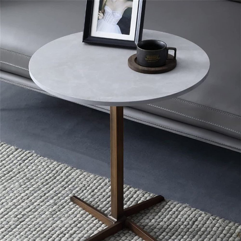 GLMGBP Modern Round Side Table with Stone Top, 40 x 50 cm