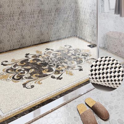 Yinghesheng Non-Slip Shower Mat 90 x 120 cm, Soft PVC Loofah Massage Bath Mat with Drain Holes, Quick-Drying, A