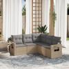 CIADAZ 5-Piece Beige Poly Rattan Garden Sofa Set with Cushions view 1