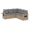 CIADAZ 5-Piece Beige Poly Rattan Garden Sofa Set with Cushions view 2