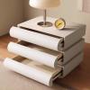 JingNian Modern Leather Nightstand with 3 Drawers, No Assembly Required, 50 cm, Black view 2