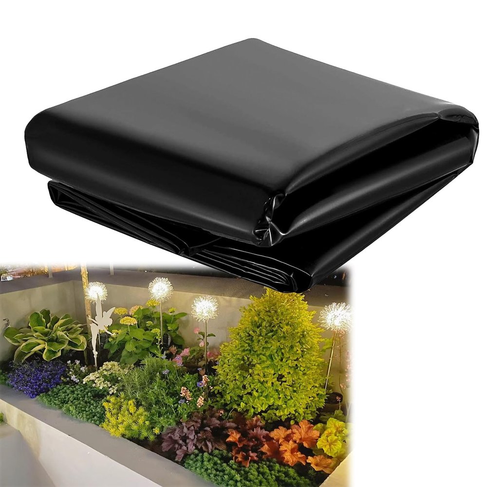 Large Black HDPE Fish Pond Liner, Tear-Resistant, UV- and Weather-Resistant, 3 x 2 / 2 x 4 / 2 x 6 / 3 x 4 / 3 x 6 m, for Water Gardens, Fountains, Waterfalls, Raised Beds, and Garden Pools