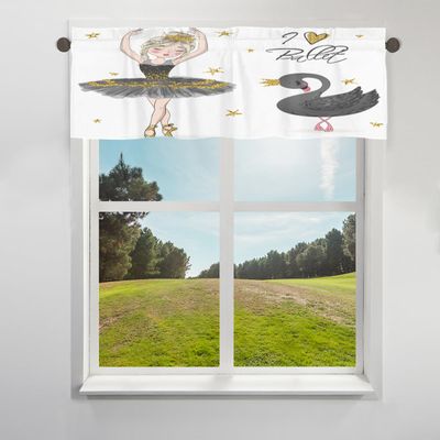 TropicalLife Black Swan Ballerina Window Valance, Rod Pocket, Girls’ Short Curtain, 132 x 30 cm