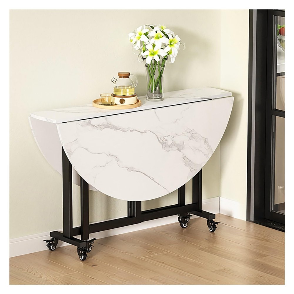 ZzERTE Folding Extendable Dining Table with 6 Wheels, 120 cm/47.2 in