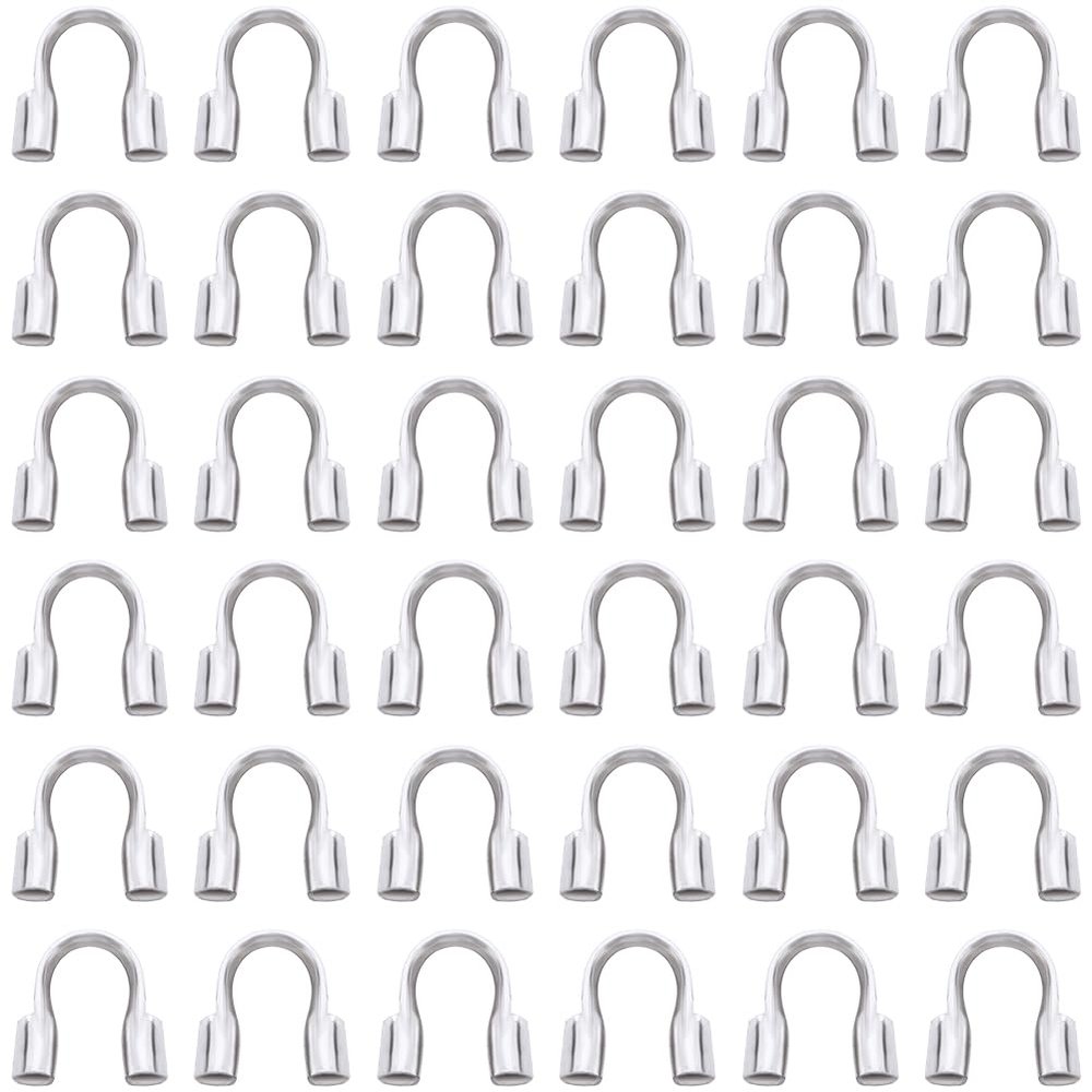SOFPLATE 1,200 Silver-Colored Brass Wire Guards for Jewelry Making