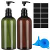 Refillable Pump Bottles, 1,000 ml, 2-Pack, Green and Brown view 1