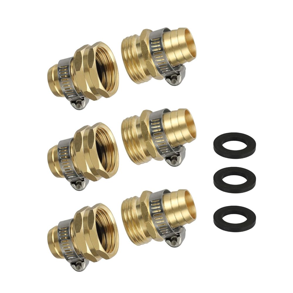 3-Set 3/4-Inch Water Hose Repair Kit with Male and Female Garden Connectors