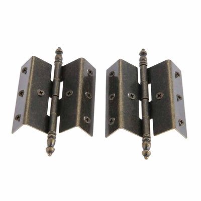 2 Antique Bronze Crown-Style Hinges, 8-Hole Vintage Decorative Furniture Hinges, 55 × 51 mm