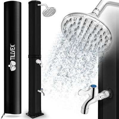 tillvex 60-Liter Solar Shower with Cover | Warm Water for the Garden