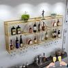 Slim Wall-Mounted Wine Rack with Wine Glass Holder, Gold view 2