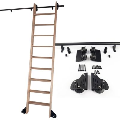 Sliding Ladder Hardware Set for Barn Doors and Libraries, Hanging Rail + Extension Rail (Ladder Not Included)