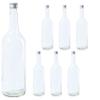 Vitrea 6 Empty 1-Liter Glass Bottles with Silver Screw Caps, PP28 view 1