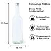 Vitrea 6 Empty 1-Liter Glass Bottles with Silver Screw Caps, PP28 view 2