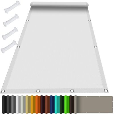 Rectangular Sun Shade Sail 1.5 x 5.4 m, Waterproof, 98% UV Protection, Custom-Made, White