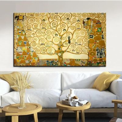 JACBON Gustav Klimt Tree of Life Wall Art, Canvas Print, 55 x 100 cm, Unframed