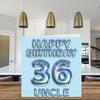 36th Birthday Card for Uncle, Blue Glitter Party Balloons view 3