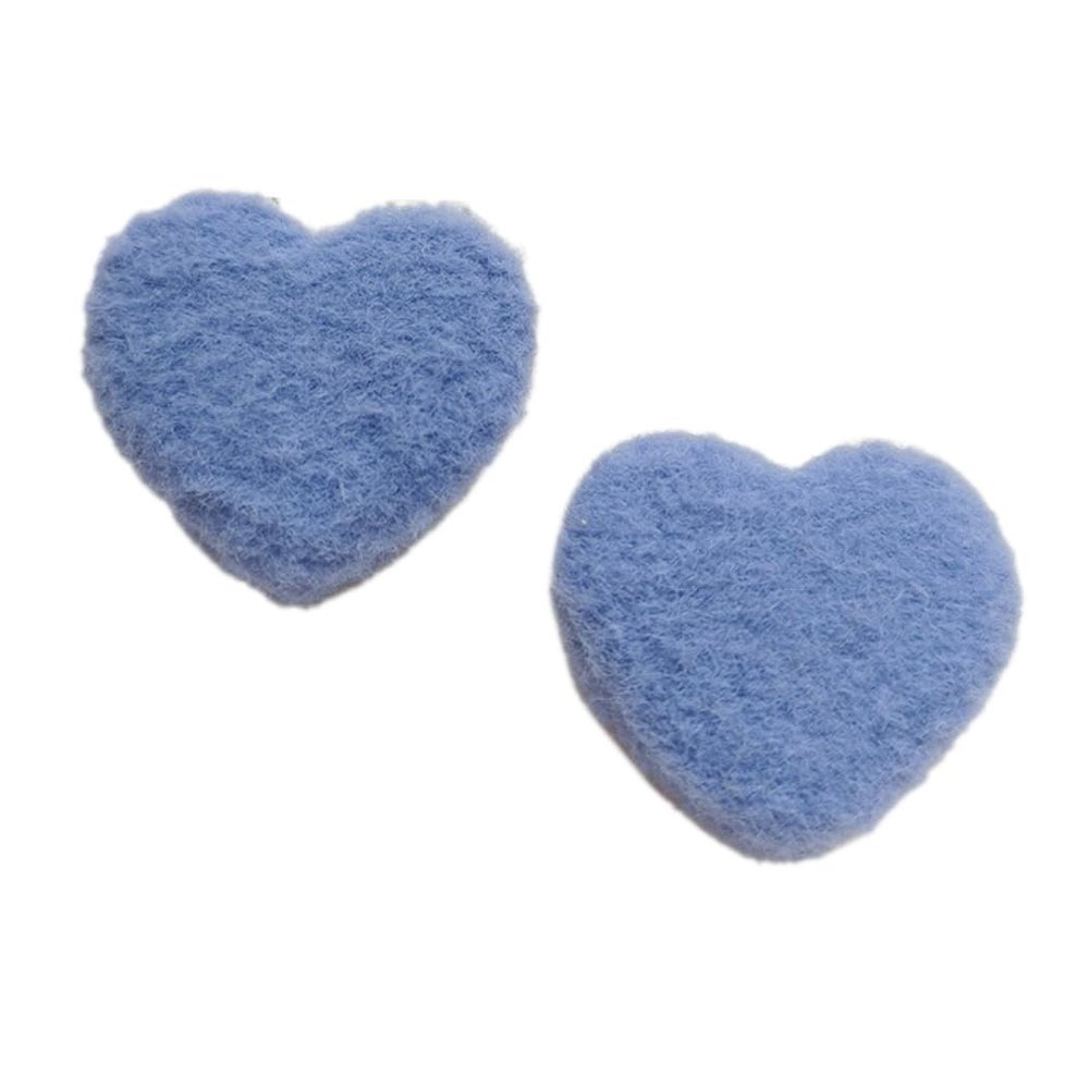 Wambere 20-Piece 4.5 x 4 cm Plush Heart-Shaped Sew-On Patches, Blue