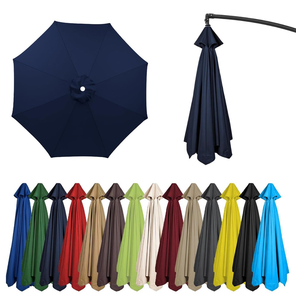 Replacement Umbrella Canopy, 2.7 m, 8 Ribs, Navy Blue, UV 50+
