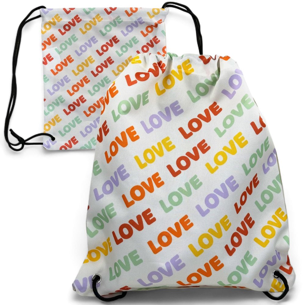 MIJOMA Colorful Drawstring Gym Bag for Kids, 13.4 x 12.2 in, Love