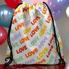 MIJOMA Colorful Drawstring Gym Bag for Kids, 13.4 x 12.2 in, Love view 2
