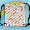 MIJOMA Colorful Drawstring Gym Bag for Kids, 13.4 x 12.2 in, Love view 3