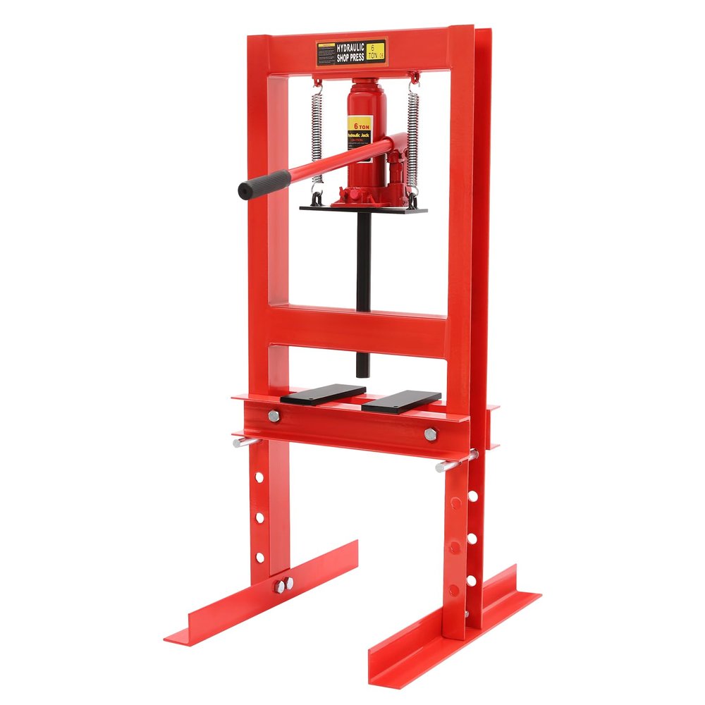 6-Ton Hydraulic Shop Press with Adjustable Height and Plates, H-Frame