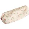 Women's Pencil Case, Pink Strawberry Design, Floral Linen, Large view 1