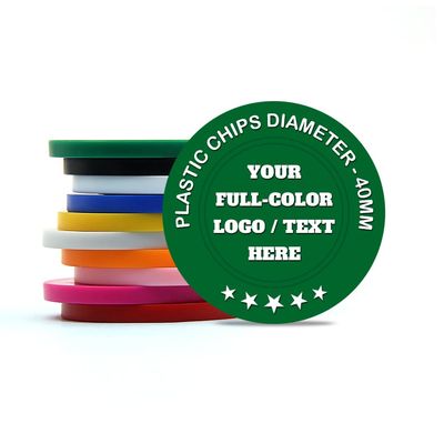 500 Custom Plastic Poker Chips, 40 mm, Full-Color Logo, Text or Image Print, Green