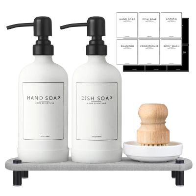 NEECZS Kitchen Soap Dispenser Set with Quick-Drying Tray, 473 ml