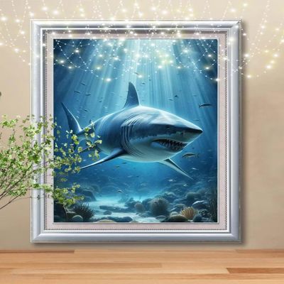 5D Diamond Painting Kit, Shark, 90 x 120 cm