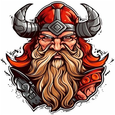 Samunshi Cartoon Viking Wall Art Wolf Asgard Wall Decal, Odin Thor Runes, 55 x 70 cm