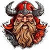 Samunshi Cartoon Viking Wall Art Wolf Asgard Wall Decal, Odin Thor Runes, 55 x 70 cm view 1