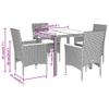 vidaXL 5-Piece Garden Dining Set with Cushions, Gray Poly Rattan and Glass view 3