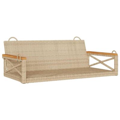 vidaXL Hanging Bench Beige 109x62x40 cm Poly Rattan