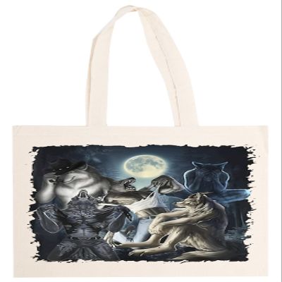 Kwantees Wolf Tearing Shirt Meme Funny Unisex Beige Tote Bag